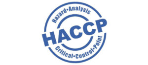 HACCP certification badge: blue circular seal with 'HACCP' prominently in the center and 'Hazard Analysis Critical Control Point' around it